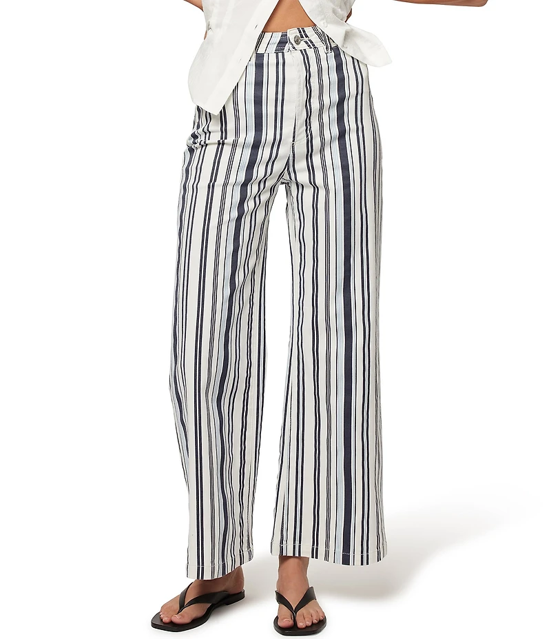 Rolla's Sailor Stripe Denim High Rise Wide Flare Leg Jeans