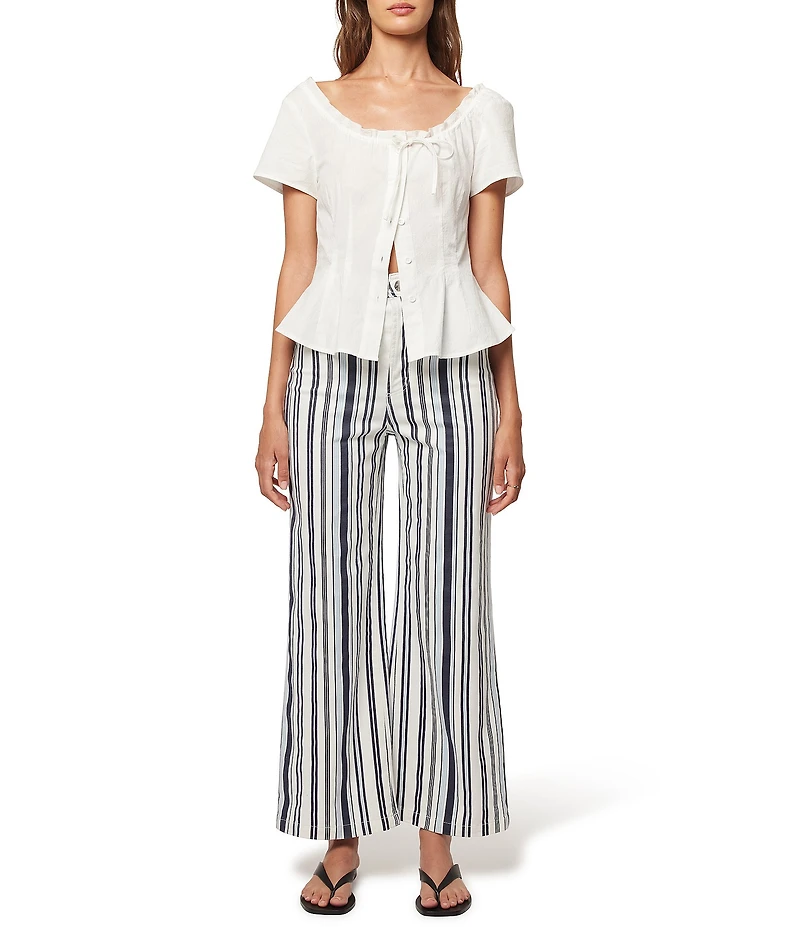 Rolla's Sailor Stripe Denim High Rise Wide Flare Leg Jeans