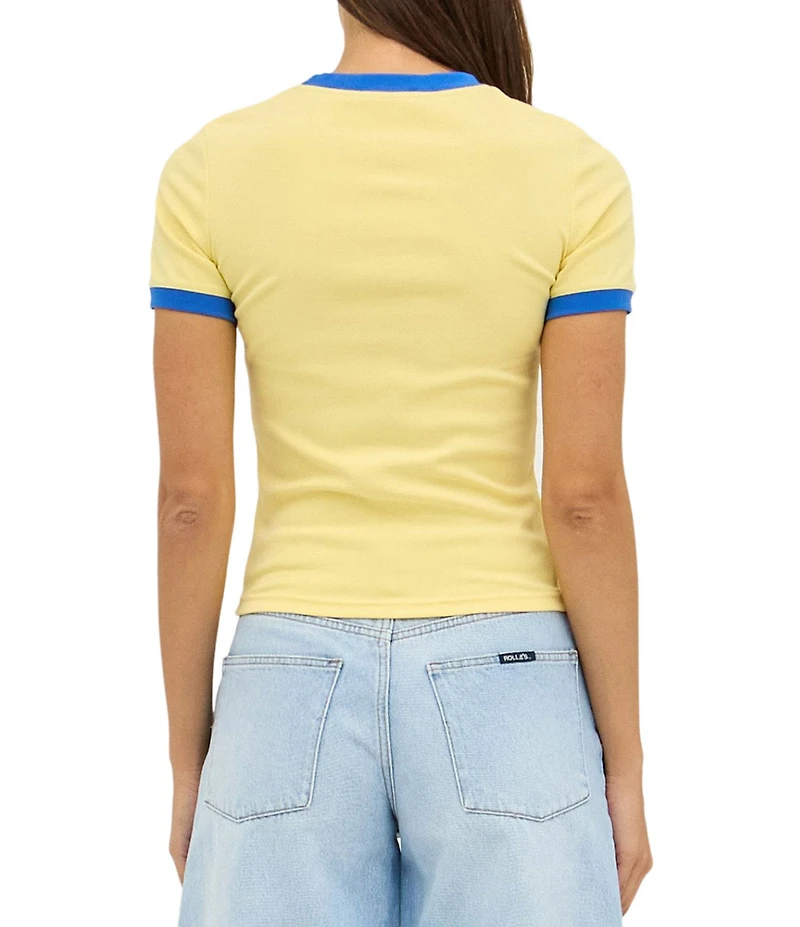 Rolla's Script Ringer Round Neck Short Sleeve Tee