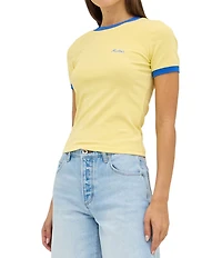 Rolla's Script Ringer Round Neck Short Sleeve Tee