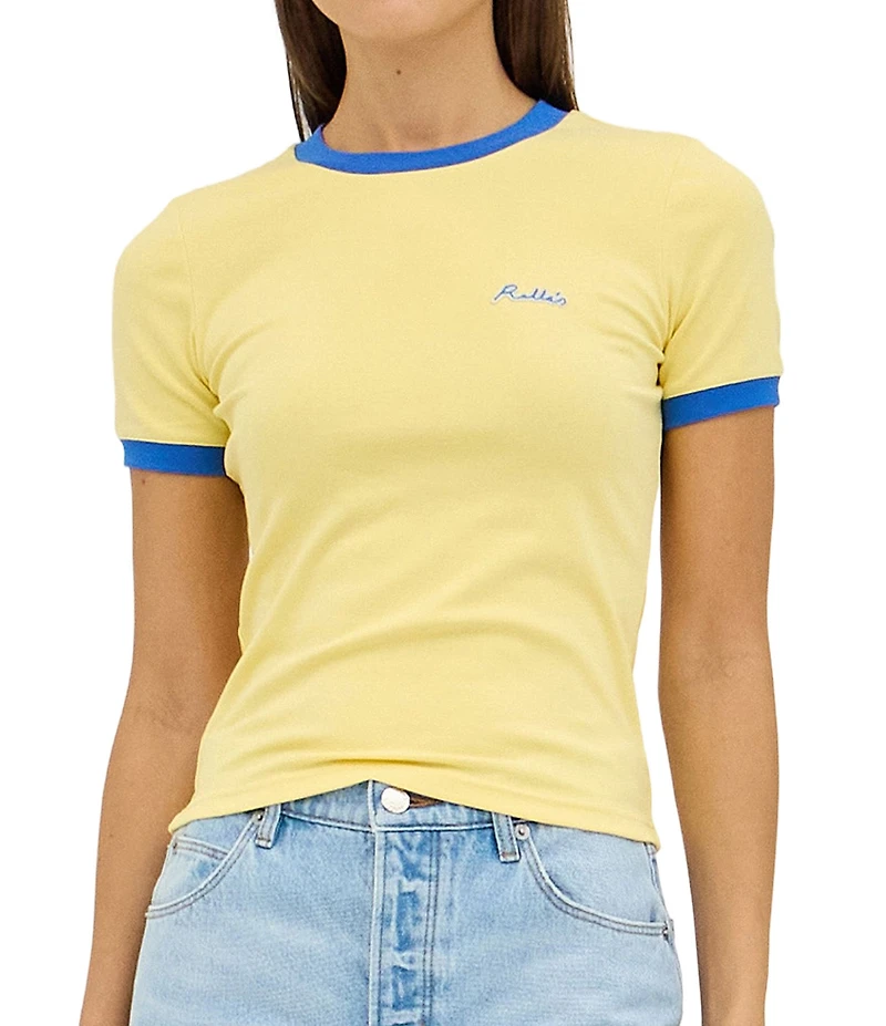 Rolla's Script Ringer Round Neck Short Sleeve Tee