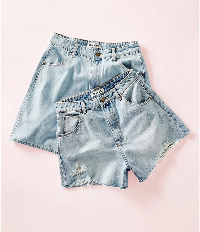 Rolla's Super Mirage Nina Blue High-Rise Rigid Denim Shorts