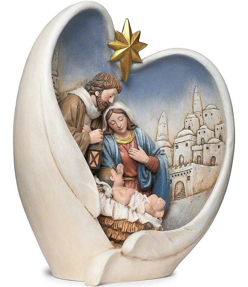 Roman 10#double;H Holy Family Near City in Wings Tabletop Decor