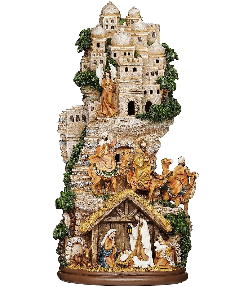 Roman 17#double;H LED Lighted Stair Nativity Scene Decor