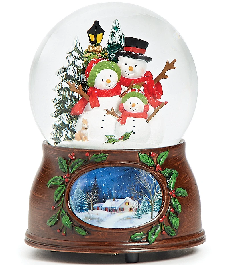 Roman 5.75#double; Musical Snowman Family Glitterdome Snow Globe