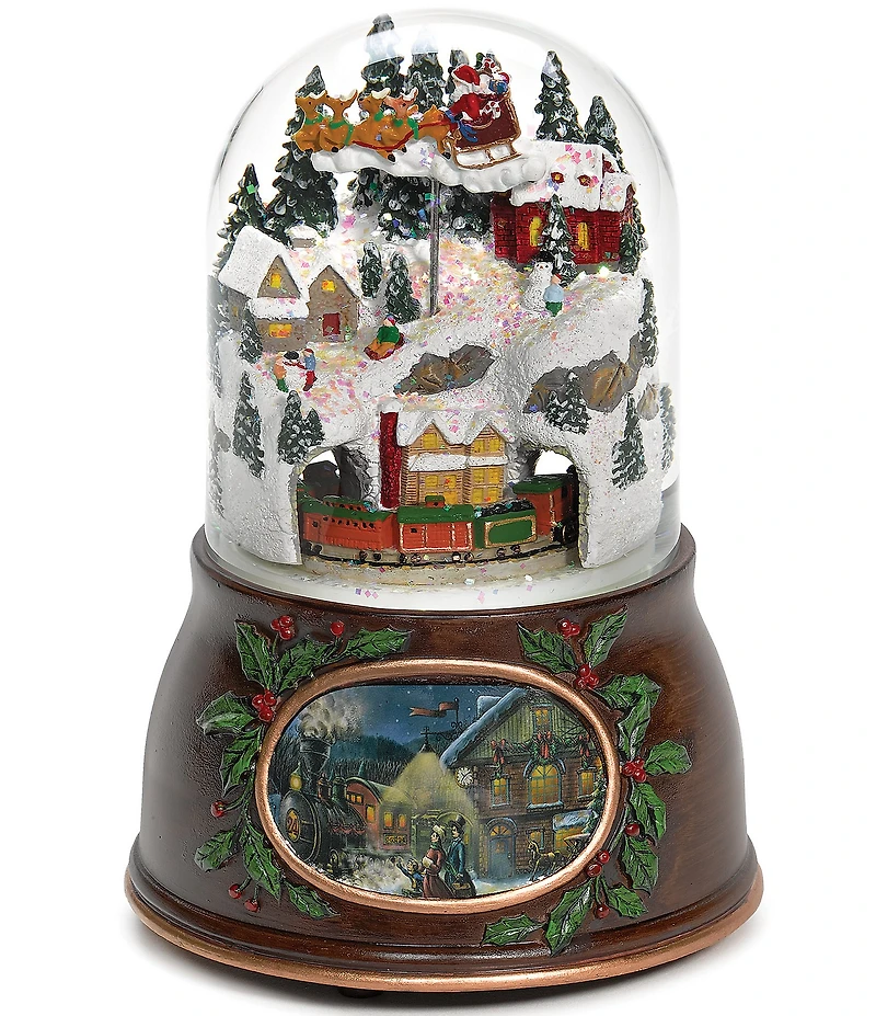 Roman 6.25#double; Musical Village with Santa and Train Bullet Glitterdome