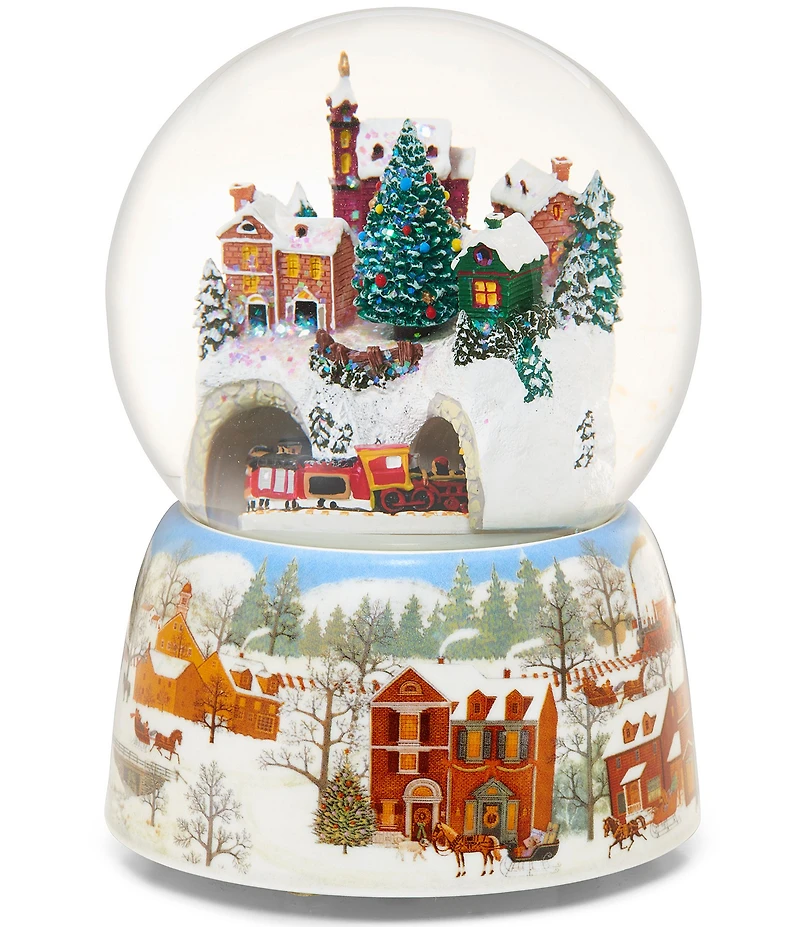 Roman 6.75#double; Musical Rotating Train Glitterdome Snow Globe