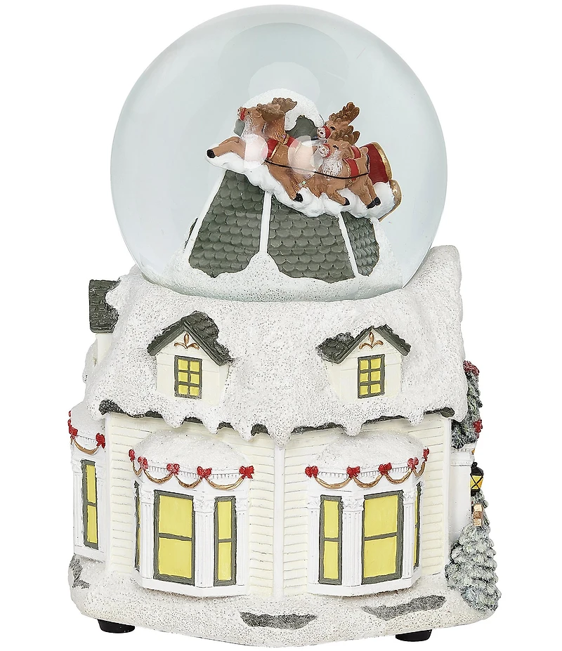 Roman 7#double; Musical Rotating Santa Over a House Tabletop Christmas Decoration