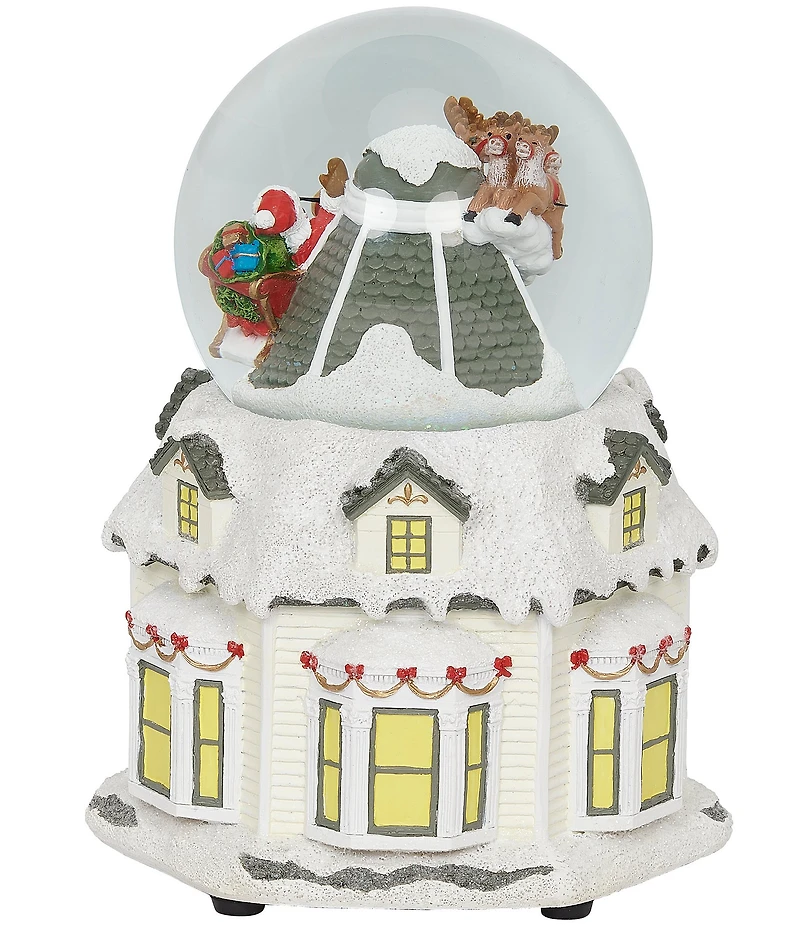 Roman 7#double; Musical Rotating Santa Over a House Tabletop Christmas Decoration