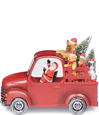 Roman 7.75#double; LED Lighted Swirl Truck with Santa and Dogs Figurine