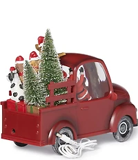 Roman 7.75#double; LED Lighted Swirl Truck with Santa and Dogs Figurine