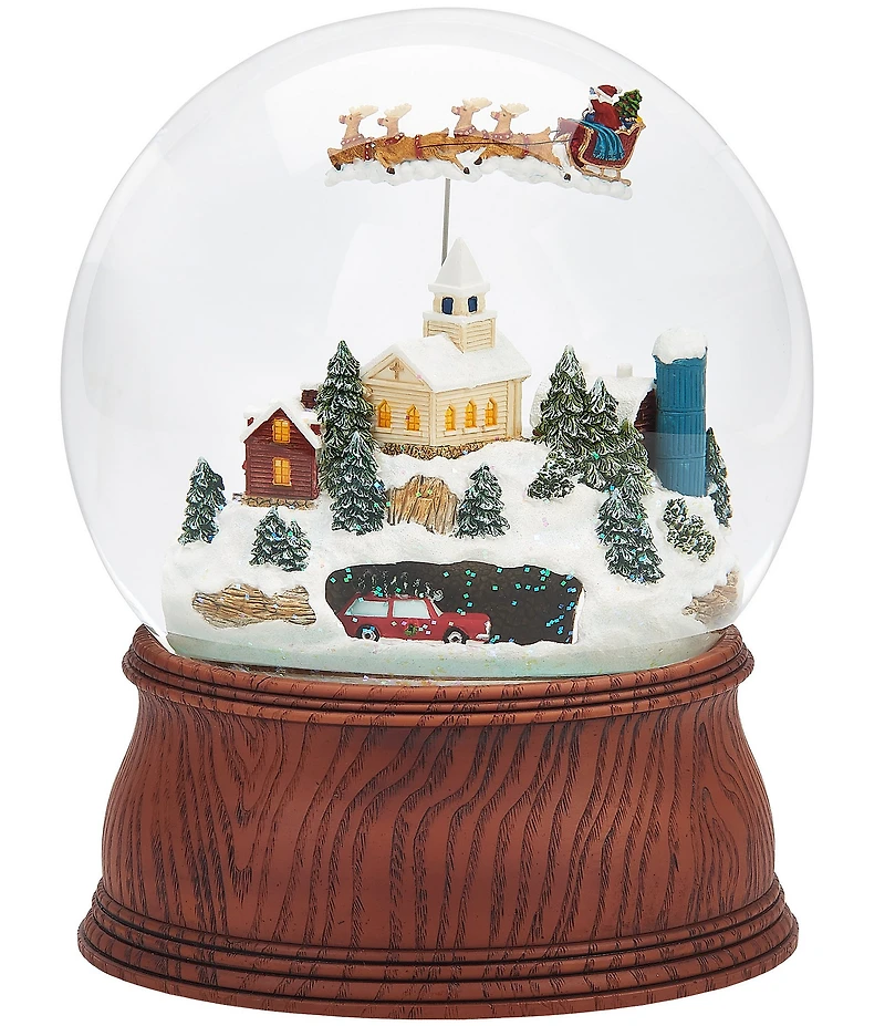 Roman 7.75#double; Musical Santa in Sleigh Glitterdome Water Globe
