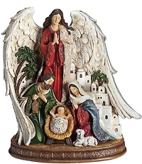 Roman 9#double; Holy Family with Angel Fleur De Lis Figurine
