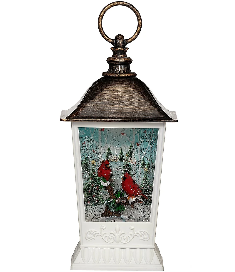Roman 9.5#double; Cardinal LED Lighted Glitter Swirl Lantern