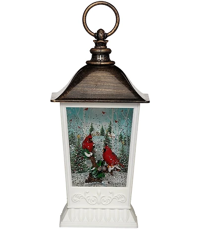 Roman 9.5#double; Cardinal LED Lighted Glitter Swirl Lantern