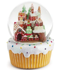 Roman Glitterdome Gingerbread Village Train Musical Water Globe