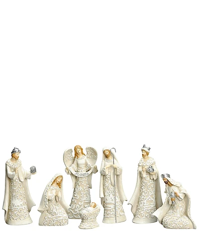 Roman Holy Family 7-Piece Paper Cut Style Nativity Christmas Figurine Set