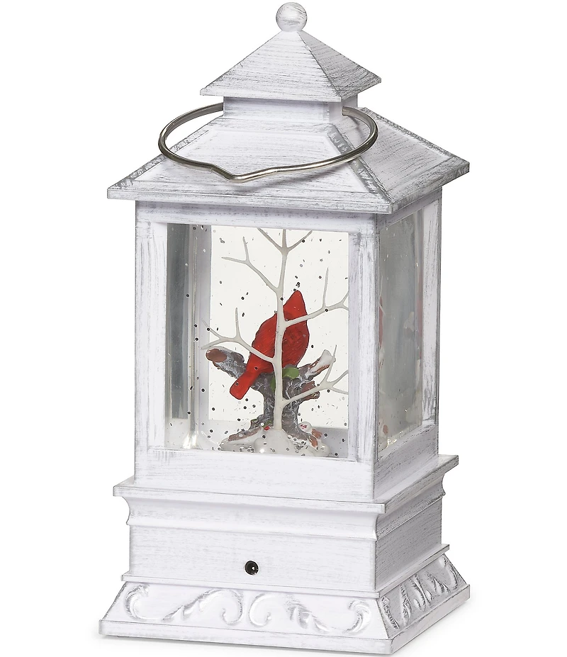 Roman LED Lighted Cardinal Swirl Gray Lantern