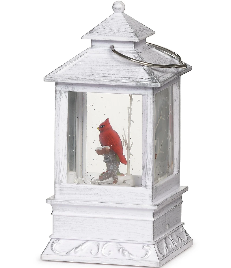 Roman LED Lighted Cardinal Swirl Gray Lantern