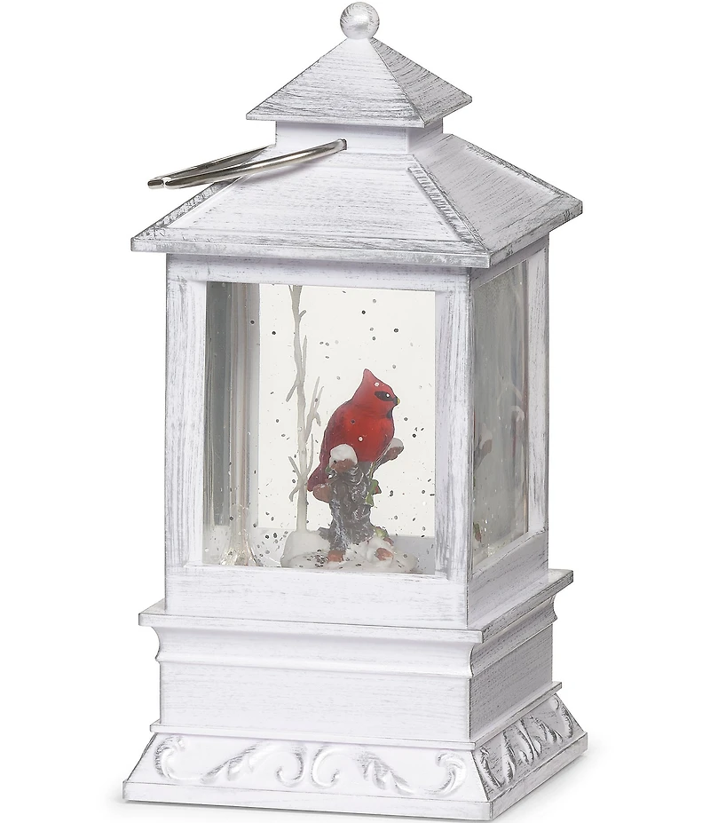 Roman LED Lighted Cardinal Swirl Gray Lantern