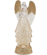 Roman LED Lighted Clear and Gold Swirl Angel Tabletop Decor