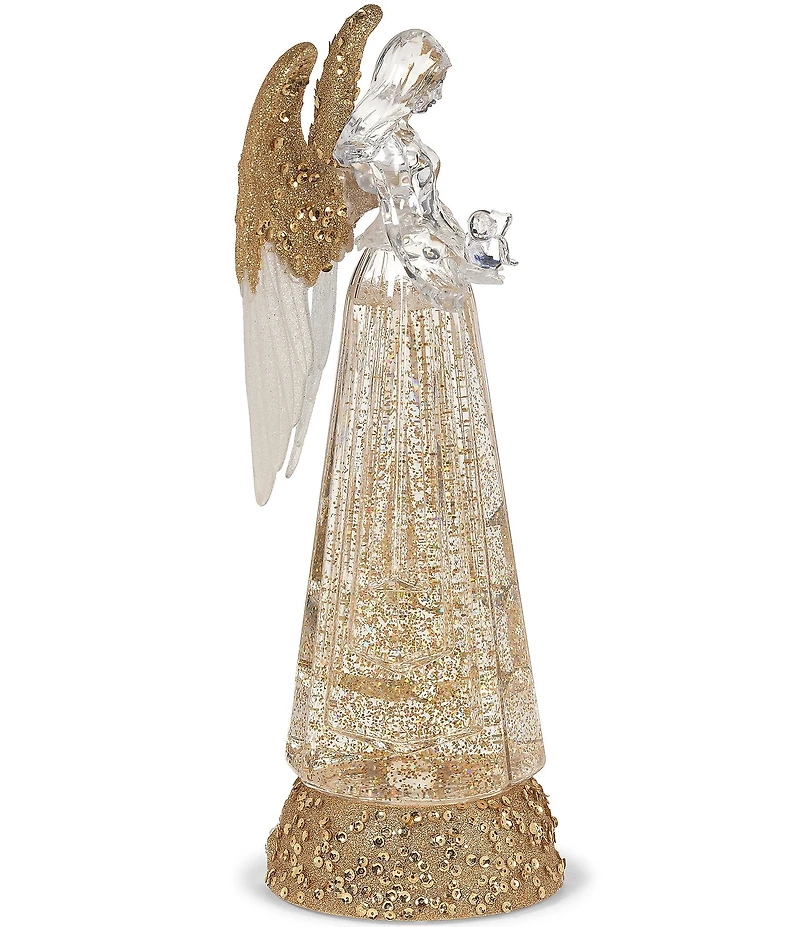 Roman LED Lighted Clear and Gold Swirl Angel Tabletop Decor