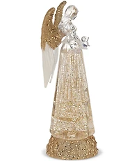 Roman LED Lighted Clear and Gold Swirl Angel Tabletop Decor