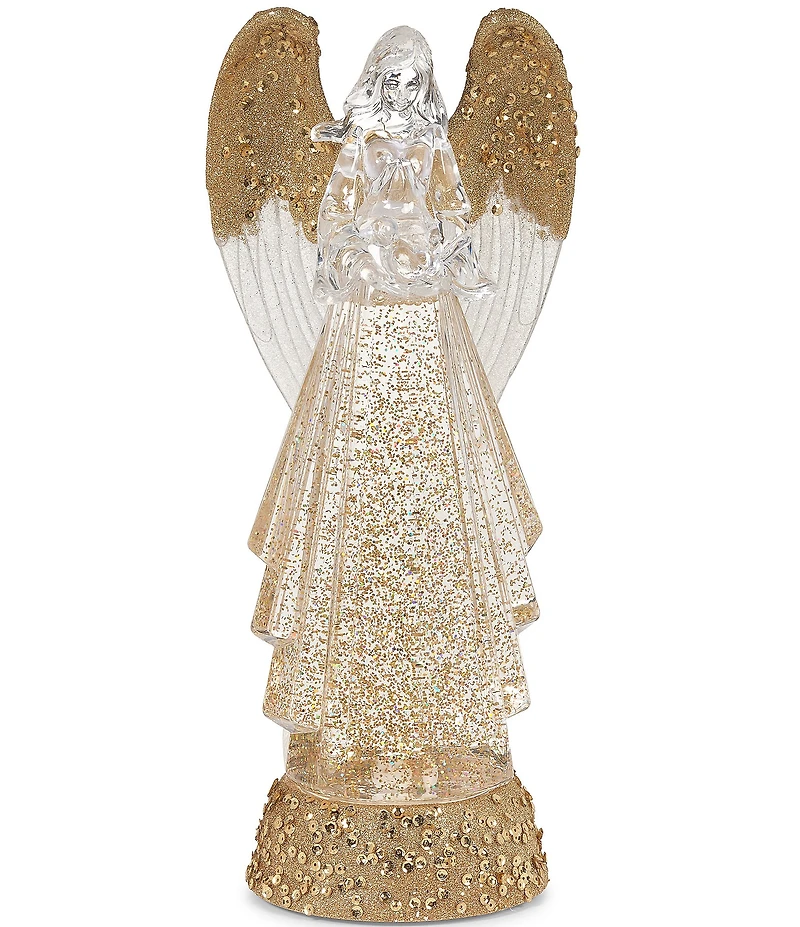 Roman LED Lighted Clear and Gold Swirl Angel Tabletop Decor
