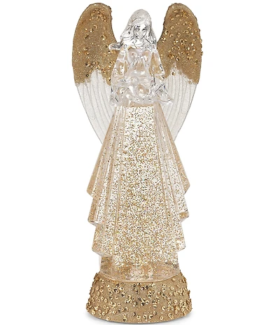 Roman LED Lighted Clear and Gold Swirl Angel Tabletop Decor