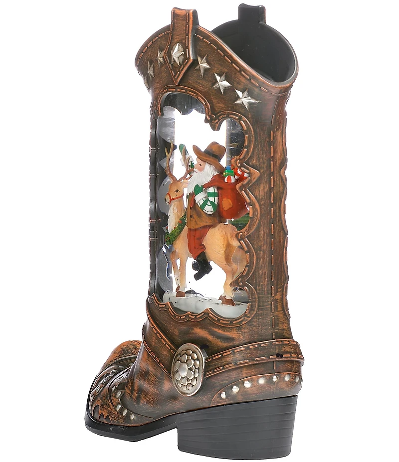 Roman LED Lighted Swirl Cowboy Boot and Santa Tabletop Decor