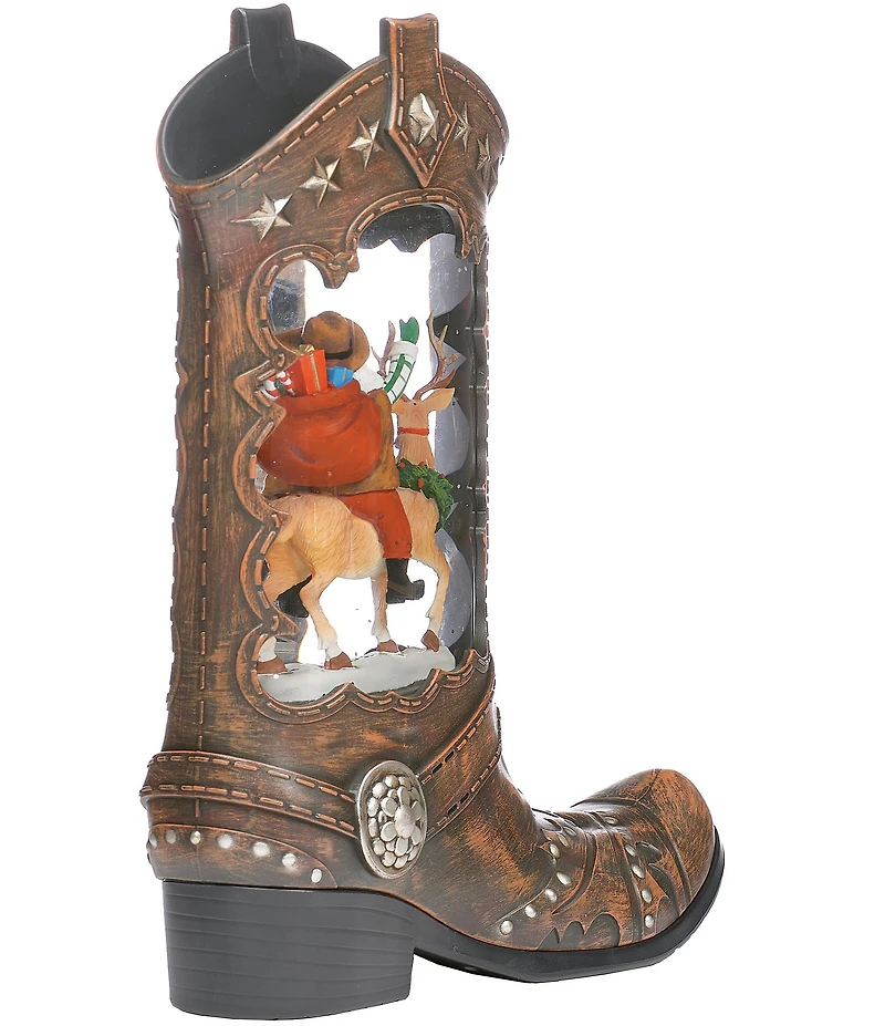 Roman LED Lighted Swirl Cowboy Boot and Santa Tabletop Decor