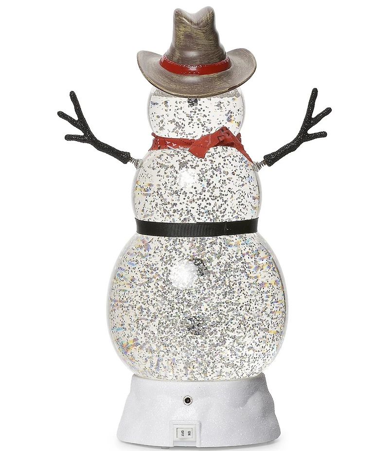 Roman LED Lighted Swirl Cowboy Snowman with Christmas Light Tabletop Decor