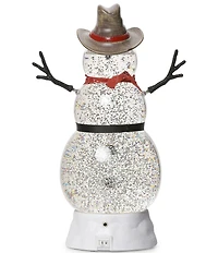 Roman LED Lighted Swirl Cowboy Snowman with Christmas Light Tabletop Decor