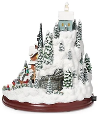 Roman Lighted Musical Mountain Village Rotating Train Collectible Buildings Merry Christmas Tabletop Decor, 9#double;