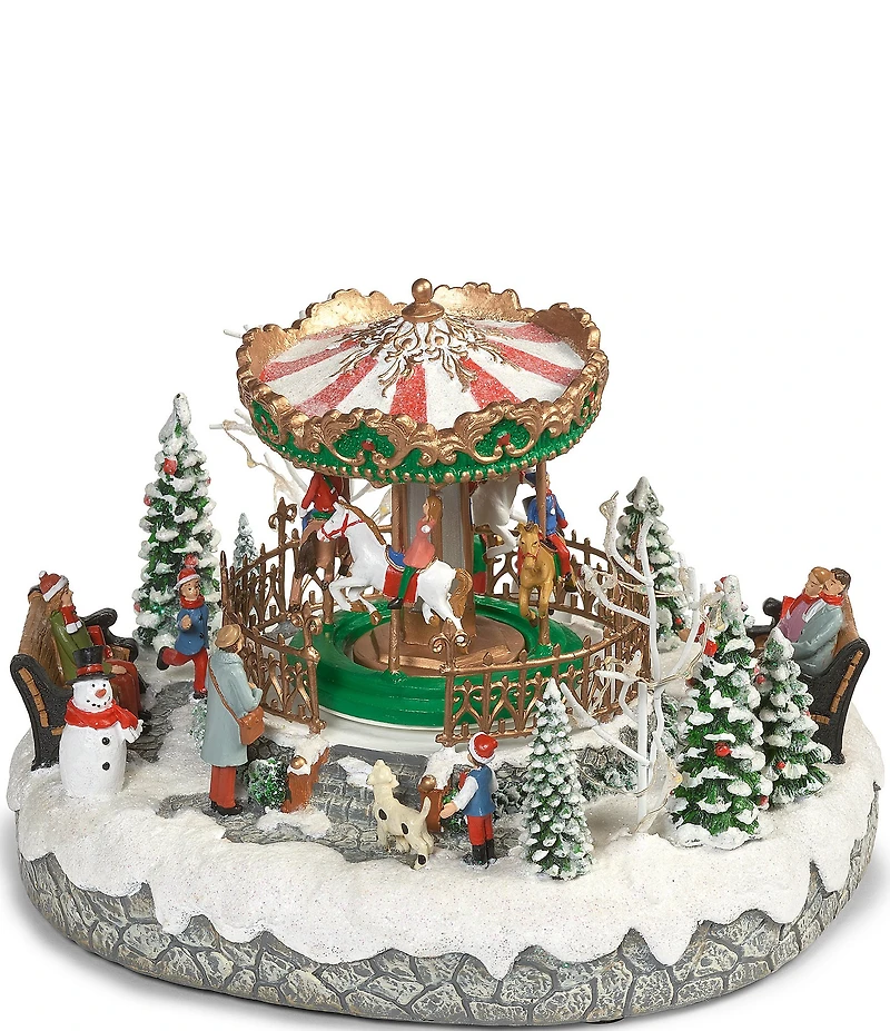 Roman Lighted Musical Rotating Carousel in the Park Decor