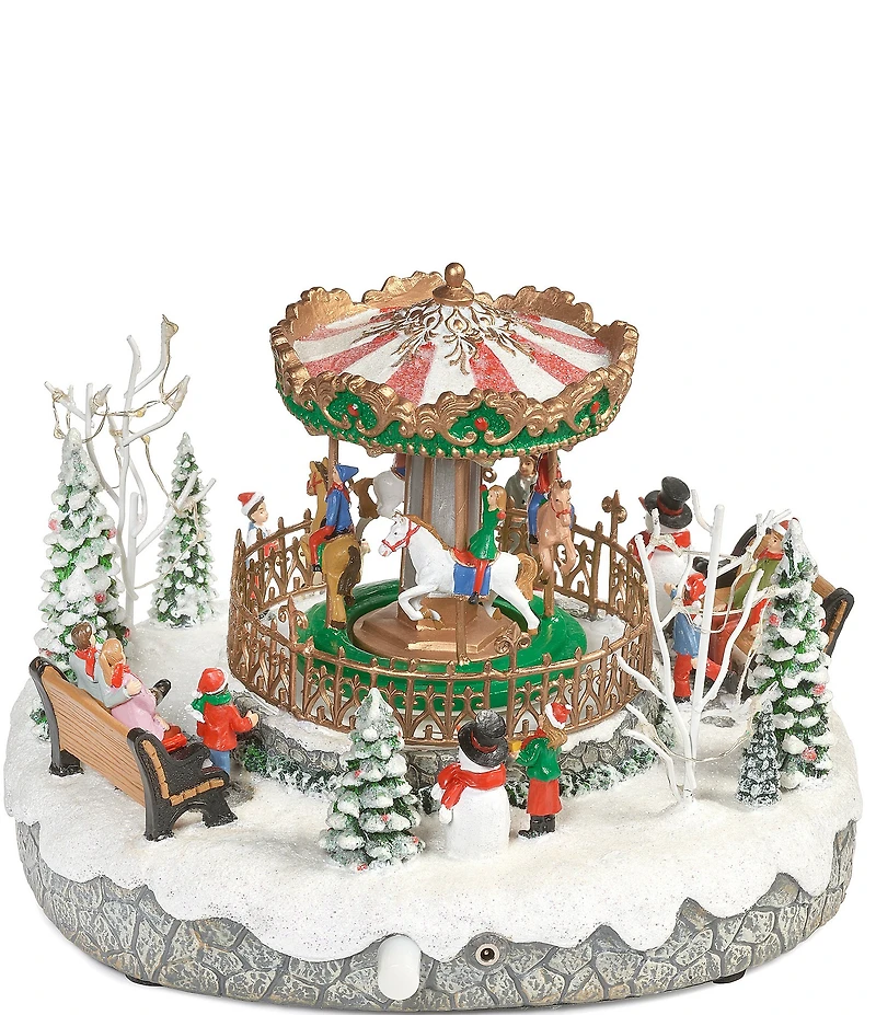 Roman Lighted Musical Rotating Carousel in the Park Decor