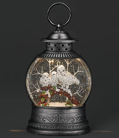 Roman Lighted Swirl Round Confetti White Owl Family Lantern