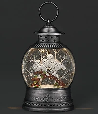Roman Lighted Swirl Round Confetti White Owl Family Lantern