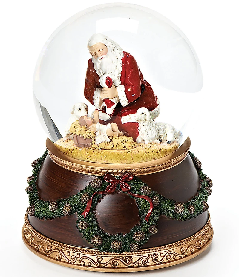 Roman Musical Kneeling Santa Glitterdome Water Globe