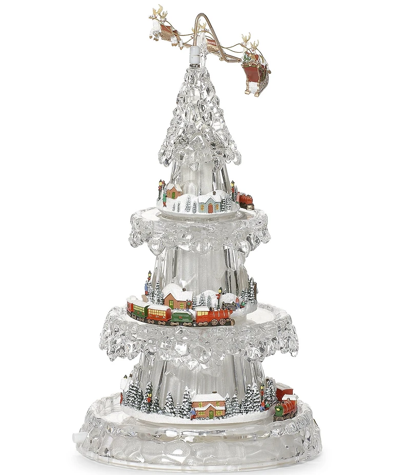 Roman Musical LED Lighted Tiered Christmas Tree Village Tabletop Decoration