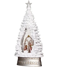 Roman13#double; LED Lighted Swirl Nativity Scene In a White Christmas Tree Decor