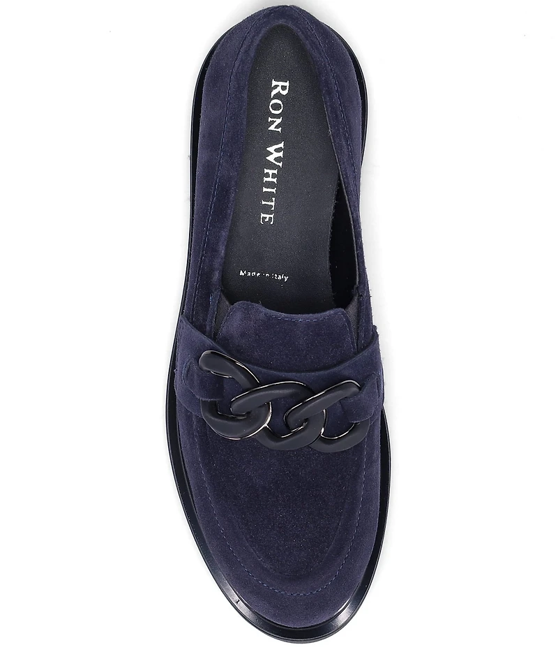 Ron White Allison Suede Chain Hardware Block Heel Loafers