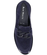 Ron White Allison Suede Chain Hardware Block Heel Loafers