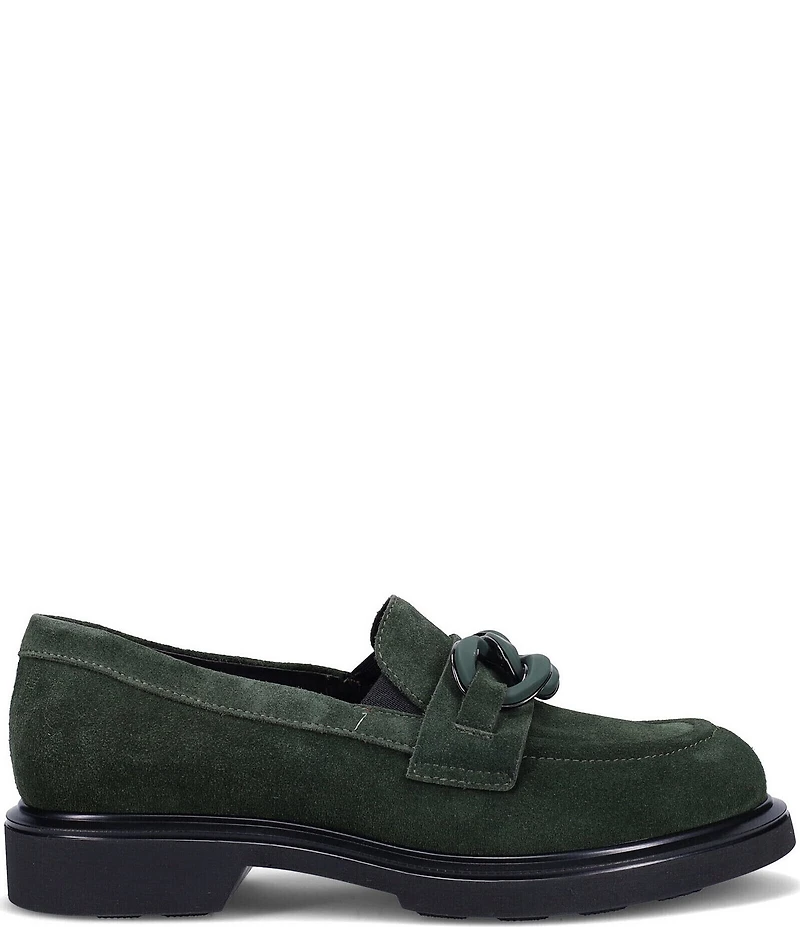 Ron White Allison Suede Chain Hardware Block Heel Loafers