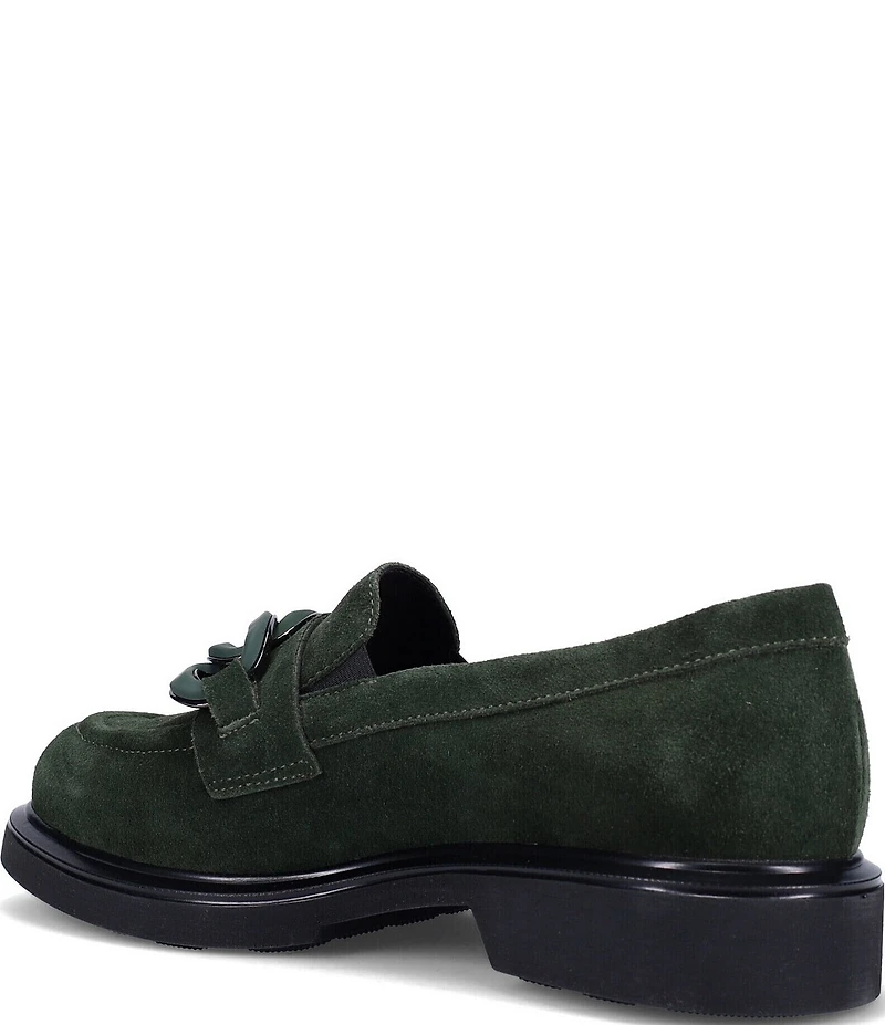 Ron White Allison Suede Chain Hardware Block Heel Loafers