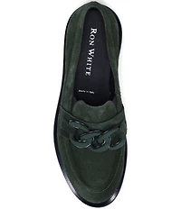Ron White Allison Suede Chain Hardware Block Heel Loafers