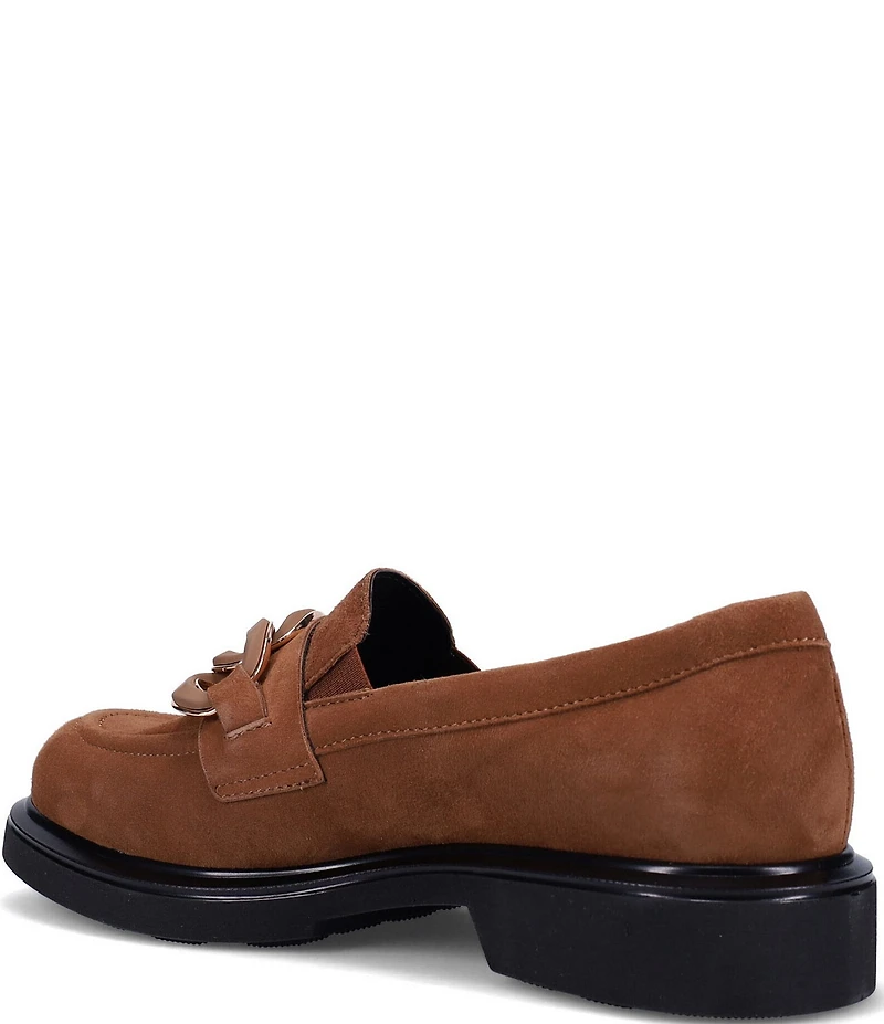 Ron White Allison Suede Chain Hardware Block Heel Loafers