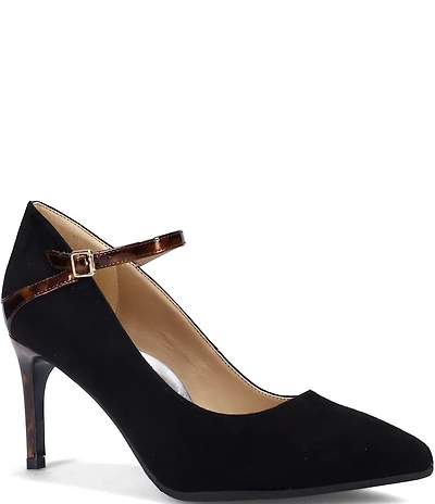 Ron White Caroline Suede and Tortoise Mary Jane Pumps