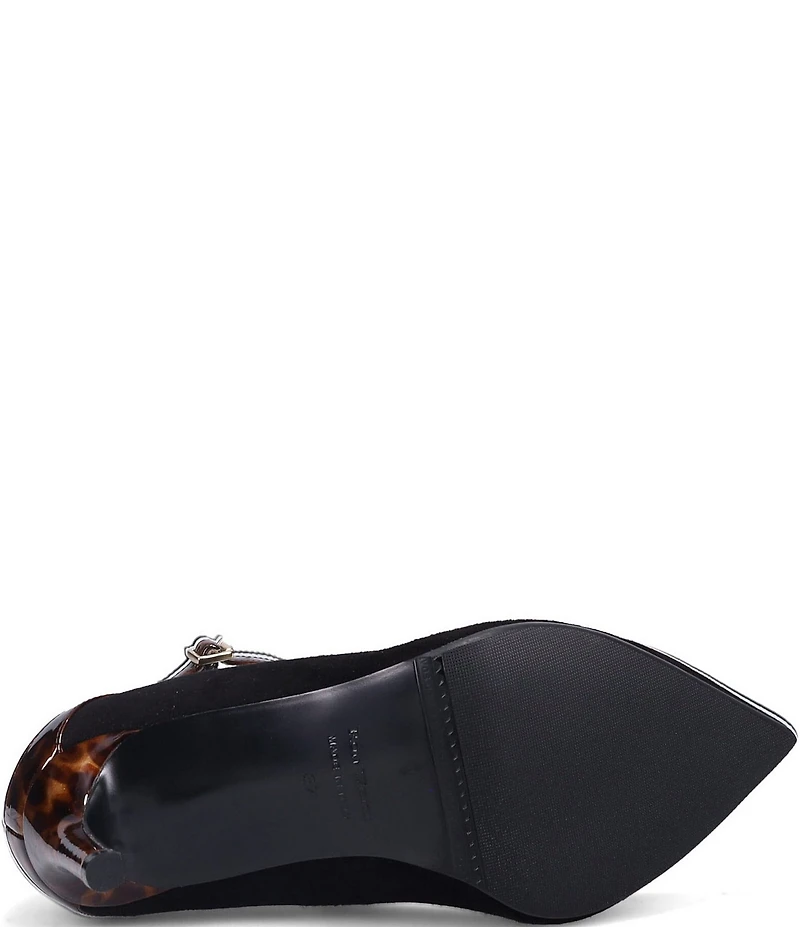 Ron White Caroline Suede and Tortoise Mary Jane Pumps