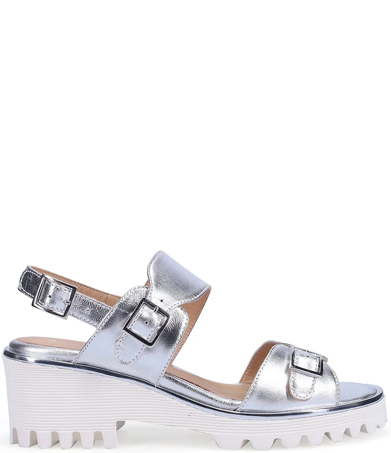 Ron White Ellarose Metallic Leather Ultralight Lug Sole Block Heel Sandals